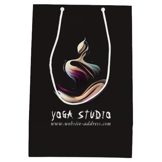 Yoga Medizin Instruktor Lotus Pose Pinselstrich Mittlere Geschenktüte (Rückseite)