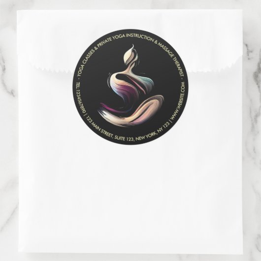 Yoga Medizin Instruktor Lotus Pose Pinselstrich Runder Aufkleber (Tasche)