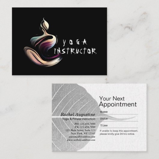 Yoga Medizin Instruktor Lotus Pose Pinselstrich Terminkarte (Vorne/Hinten)