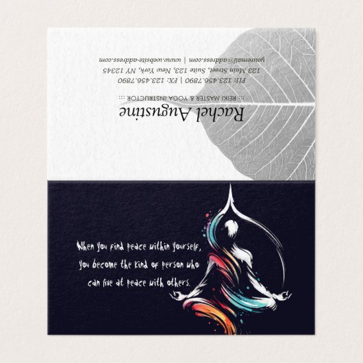 Yoga Medizin Instruktor Lotus Pose Pinselstrich Visitenkarten (Außenseite Aufgefaltet)