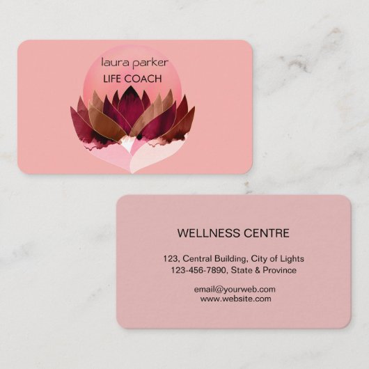 Yoga Medizin Lotus Blume Massage Wellness Visitenkarte (Vorne/Hinten)