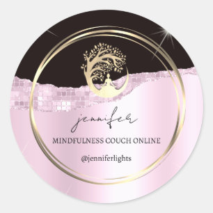 Yoga Mindfulness Therapeut Couch Gold Black Pink Runder Aufkleber