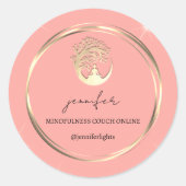 Yoga Mindfulness Therapeut Couch Gold Peach Runder Aufkleber (Vorderseite)