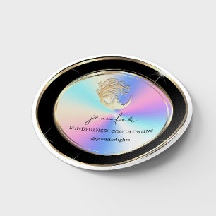 Yoga Mindfulness Therapist Couch Online Holograph Runder Aufkleber