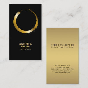 Yoga Minimalistisch Golden Enso Circle Motif Black Visitenkarte