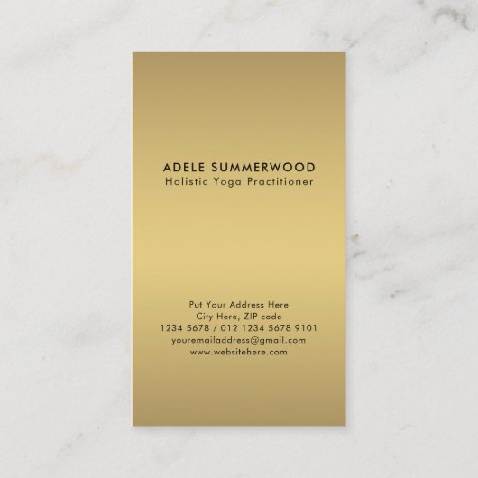 Yoga Minimalistisch Golden Enso Circle Motif Black Visitenkarte (Rückseite)