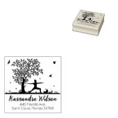 Yoga mit Katze, Rücksendeadresse Bäume Gummistempel (Stempel)