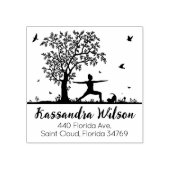 Yoga mit Katze, Rücksendeadresse Bäume Gummistempel (Prägung)