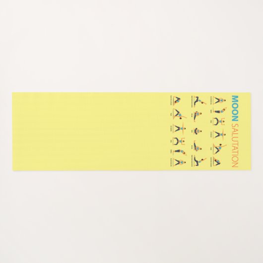 Yoga Moon Salutation Posen mit hellgelben Namen Yogamatte (Rückseite (Horizontal))