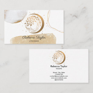 Yoga Moon trendy Life Coach Baum Leben Gold Busi Visitenkarte