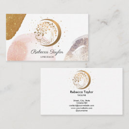 Yoga Moon trendy Life Coach Baum Leben Gold Busi Visitenkarte