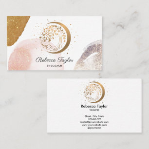 Yoga Moon trendy Life Coach Baum Leben Gold Busi Visitenkarte