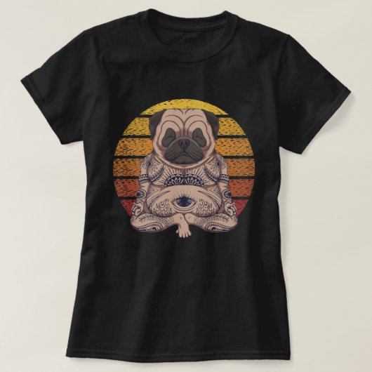 Yoga-Mops T-Shirt (Design vorne)