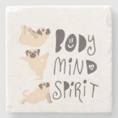 Yoga-Möpsen Steinuntersetzer (Vorderseite)