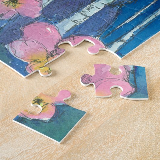 Yoga Mountain Pose Wolf Owl Sun Moon Indigo Puzzle (Seite)