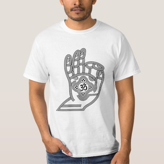 Yoga Mudra mit Om und Ihrem T - Shirt (Vorderseite)