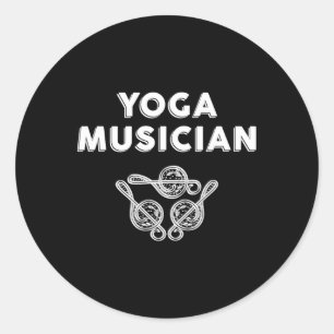 Yoga Musiker Violinschlüssel Zen Musiktheorie Auff Runder Aufkleber