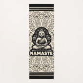 Yoga namaste Buddha Katze. Creme und schwarz Yogamatte (Vorderseite)