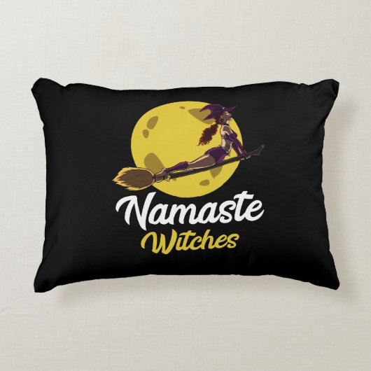 Yoga Namaste Hexen Broom Zen Halloween Dekokissen (Vorderseite)