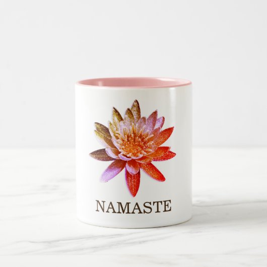 Yoga Namaste Lotus Blume Zweifarbige Tasse (Mittel)