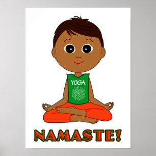 Yoga Namaste mit Jungen Poster