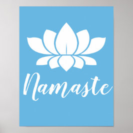 Yoga Namaste White Lotus Blume & Calm Blue Poster