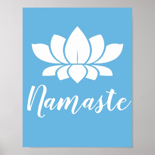Yoga Namaste White Lotus Blume & Calm Blue Poster (Vorne)