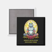 Yoga Nilpferd in Meditationspose, friedlicher Zen Magnet (Vorderseite/Rückseite)