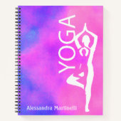 Yoga-Notebook der Pose Tree - Aquarellpinke und Li Notizblock (Vorderseite)