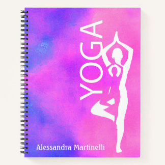 Yoga-Notebook der Pose Tree - Aquarellpinke und Li Notizblock
