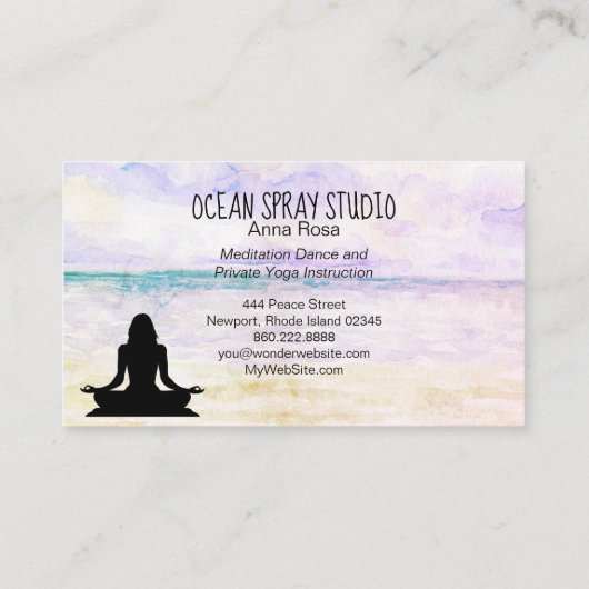 *~* Yoga Ocean Sunset Mindfulness Meditation Visitenkarte (Rückseite)