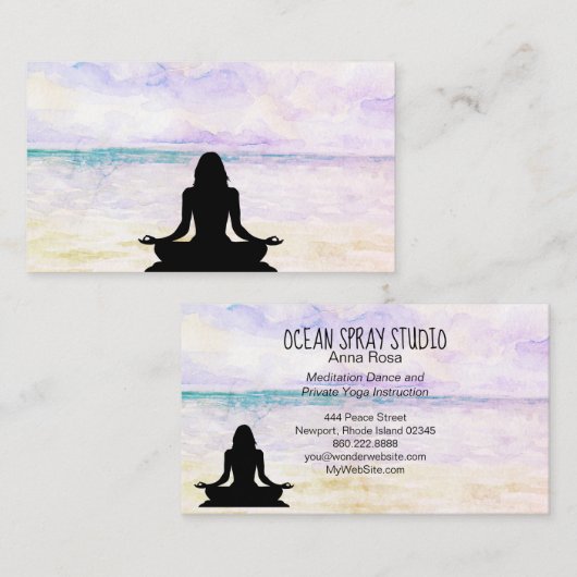 *~* Yoga Ocean Sunset Mindfulness Meditation Visitenkarte (Vorne/Hinten)