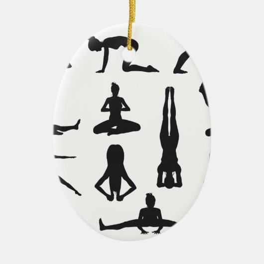 Yoga- oder pilates-Pose-Silhouetten Keramik Ornament (Vorne)