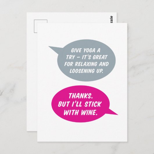 Yoga oder Wein? Das ist entspannter. Nur zum Spaß Postkarte (Vorne/Hinten)