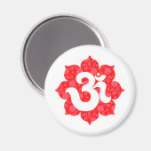 Yoga Om in Lotus Red Magnet (Vorderseite/Rückseite)