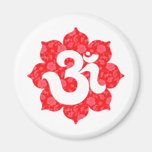 Yoga OM in Lotus-Rot Magnet