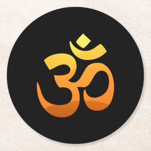 Yoga Om Mantra Symbol Meditation Asana Relax Runder Pappuntersetzer