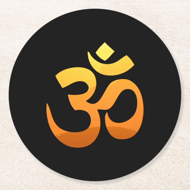 Yoga Om Mantra Symbol Meditation Asana Relax Runder Pappuntersetzer (Vorderseite)