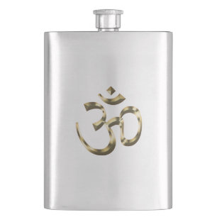 Yoga, Om Om Icon, Hinduismus-Symbol, Gold Silber Flachmann