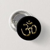 Yoga, Om Om Icon, Hinduismus-Symbol, goldschwarz Button (Vorne & Hinten)