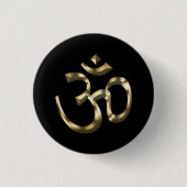 Yoga, Om Om Icon, Hinduismus-Symbol, goldschwarz Button (Vorderseite)
