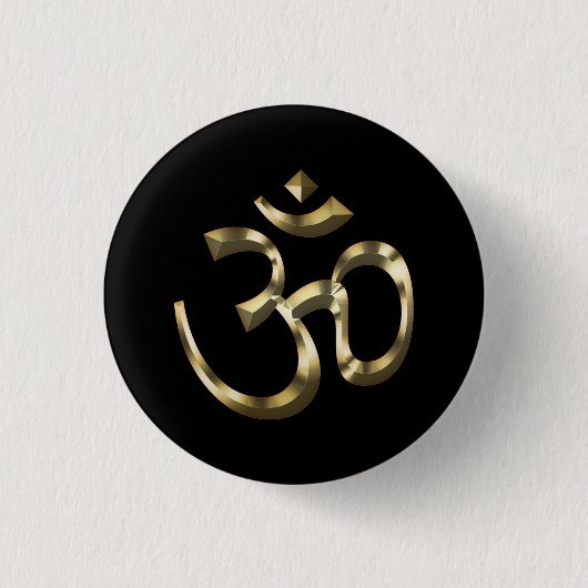 Yoga, Om Om Icon, Hinduismus-Symbol, goldschwarz Button (Vorderseite)