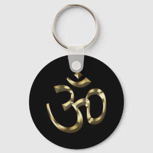 Yoga, Om Om Icon, Hinduismus-Symbol, goldschwarz Schlüsselanhänger