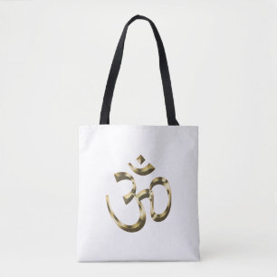 Yoga, Om Om Icon, Hinduismus Symbol, goldweiß Tasche