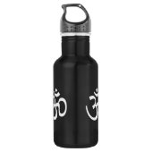 Yoga, Om Om Icon, Hinduismus-Symbol, Schwarz-weiß Edelstahlflasche (Rückseite)