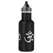 Yoga, Om Om Icon, Hinduismus-Symbol, Schwarz-weiß Edelstahlflasche (Rechts)