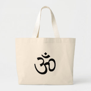 Yoga, Om Om Icon, Hinduismus-Symbol, Schwarz-weiß Jumbo Stoffbeutel