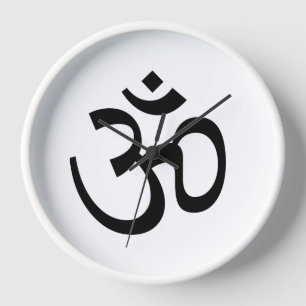 Yoga, Om Om Icon, Hinduismus-Symbol, Schwarz-weiß Uhr