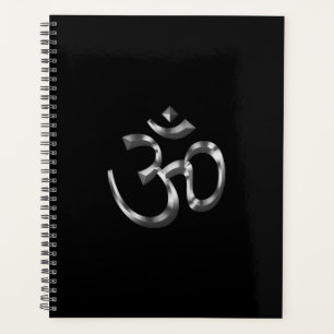 Yoga Om Om Icon, Hinduismus Symbol, silberschwarz Planer