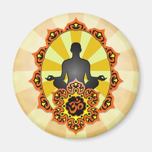 Yoga-Om, orange und gelb Magnet (Vorne)